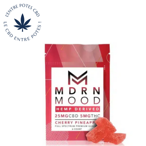 6 CBD &amp; THC Gummies – CHERRY PINEAPPLE – 5mg MDRN MOOD 